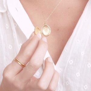 Gorjana Mini Opalite Gold Locket Necklace